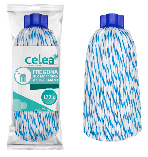Fregona Hilo Microfibra Azul-Blanco 170 g