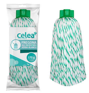 Fregona Hilo Microfibra Verde-Blanco 170 g