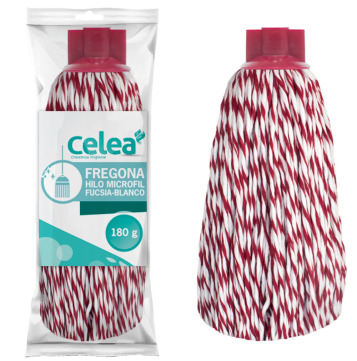Fregona Micro Hilo Fucsia-Blanco 190 g