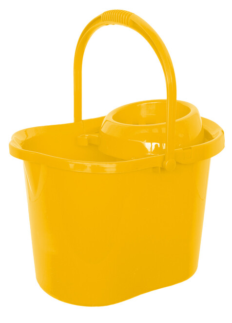 Cubo Semiovalado con Escurridor 15L- Amarillo