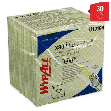 Paño WypAll® X80 Plus Amarillo Plegado 1/4